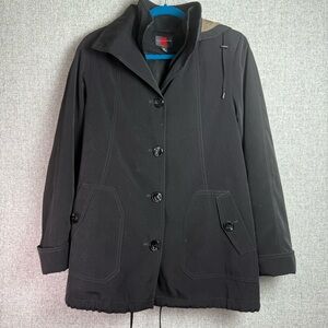 Gallery‎ Black Trench Rain Coat Parka Mackintosh Lined Utility Size Medium